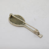 Sterling Silver Tennis Racket Small Brooch or Tie Pin Antique c1940s