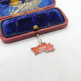 Sterling Silver Red Enamel Herm Island Charm Pendant Vintage c1970