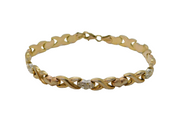 Gold On Sterling Silver Crystal, Hearts & Kisses Bracelet Contemporary c2000