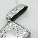 Victorian Sterling Silver Floral Pattern Vesta Case Antique 1899 Birmingham