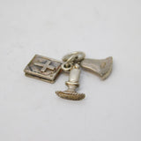 Sterling Silver Bible, Bells & Candle Charm Pendant Vintage c1970