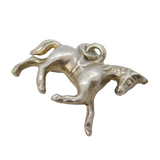 Sterling Silver Trotting Horse Charm Pendant Vintage c1970