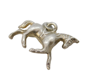 Sterling Silver Trotting Horse Charm Pendant Vintage c1970