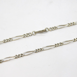 Sterling Silver Figaro Link Chain Necklace Vintage 1970s 54cm Length