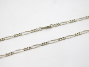 Sterling Silver Figaro Link Chain Necklace Vintage 1970s 54cm Length