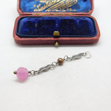 Sterling Silver Web Drop with Pink Quartz Charm Pendant Vintage c1970