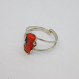 Sterling Silver Red Coral Split Band Studio Dress Ring Modern c1990 Size R 1/2