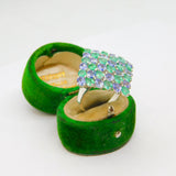 Sterling Silver Tanzanite & Emerald Statement Band Ring Vintage c1990 Size S