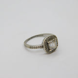 Sterling Silver Framed Square Multi-Stone CZ Dress Ring Modern c1990 Size O