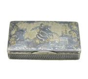 19th Century Russian Silver Niello Enamel Peter the Great Snuff Box Antique 1850