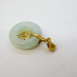 9ct Yellow Gold & Green Jade Character Pendant Vintage Sheffield
