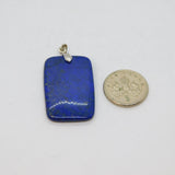 Sterling Silver Polished Lapis Lazuli Oblong Simplistic Pendant  Modern c1990s