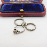 Sterling Silver Trio of Engagement Rings Charm Pendant Vintage c1970