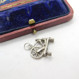 Sterling Silver Spinning Wheel Charm Pendant Vintage c1970