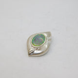 Sterling Silver Synthetic Opal Ellipse Charm Pendant Modern c1990s