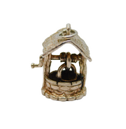 Sterling Silver Wishing Well With Bucket Charm Pendant Vintage c1970s