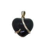 Sterling Silver Black Onyx Stylised Heart Pendant Contemporary c2000s