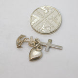 Sterling Silver Faith, Hope & Charity Charm Pendant Vintage c1970