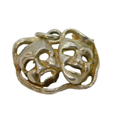 Sterling Silver Theatre Mask Charm Pendant Vintage c1970