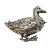 Victorian Sterling Silver Figural Duck Brooch Pin Antique c1880