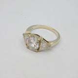 Sterling Silver 3 CZ Sparkling Cocktail Ring Vintage c1990 Size M