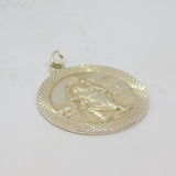 Sterling Silver St Christopher With Tree Scene Travel Pendant Vintage c1970