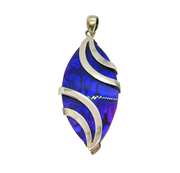 Sterling Silver Studio Style Shell Ellipse Long Drop Pendant Vintage c1970