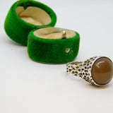 Sterling Silver Mookite Cabochon Textured Ring Vintage c1970 Size N 1/2
