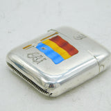 Victorian Sterling Silver & Enamel Sailing Flag Vesta Case Antique 1891