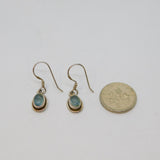 Pair of Sterling Silver Cabochon Moonstone Hook Drop Earrings Modern c1990