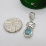 Sterling Silver Star Over Opal Drop Charm Pendant Vintage c1970
