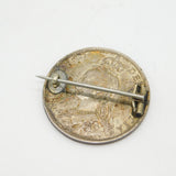 Victorian Sterling Silver & Enamel Florin Coin Brooch Antique 1887