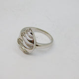 Sterling Silver Spinel Set Wavy Cut Out Peardrop Ring Vintage c1990 Size Q 1/2