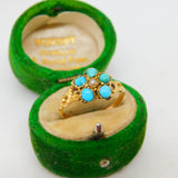 George IV 15ct Yellow Gold, Turquoise & Pearl Floral Dress Ring Antique c1830