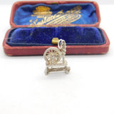 Sterling Silver Spinning Wheel Charm Pendant Vintage c1970