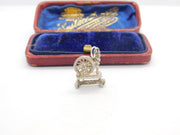 Sterling Silver Spinning Wheel Charm Pendant Vintage c1970