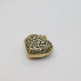 Sterling Silver Patterned Cutwork Puffy Heart Locket Charm Pendant Vintage c1970