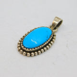 Sterling Silver Oval Turquoise Beaded Edge Charm Or Pendant Vintage c1970s