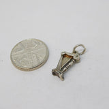 Sterling Silver Musical Harp Charm Pendant Vintage c1970
