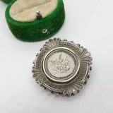 Victorian Sterling Silver Aesthetic Floral Sweetheart Brooch Antique c1880