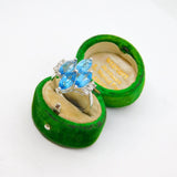 Sterling Silver 4 Marquise Blue Sapphire Cocktail Ring  Modern c1990 Size P 1/2