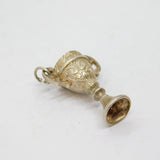 Sterling Silver Patterned Trophy Cup Charm Pendant Vintage c1970