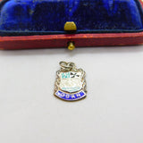 Sterling Silver and Enamel Oban Travel Shield Charm Pendant Vintage c1970