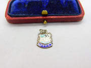 Sterling Silver and Enamel Oban Travel Shield Charm Pendant Vintage c1970
