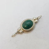 Sterling Silver Malachite & Pearl Drop Charm Pendant Vintage c1970s
