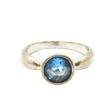 Sterling Silver Blue Topaz Studio Style Dress Band Ring Vintage c1970 Size O