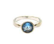 Sterling Silver Blue Topaz Studio Style Dress Band Ring Vintage c1970 Size O