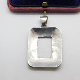 Sterling Silver & Swirling Brass Frame Pendant Vintage c1970