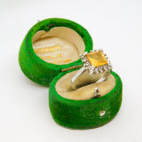 Sterling Silver Yellow & Clear Crystal Dress Ring Vintage c1970 Size L 1/2