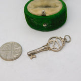 Sterling Silver 21 In Key Charm Pendant Vintage c1970